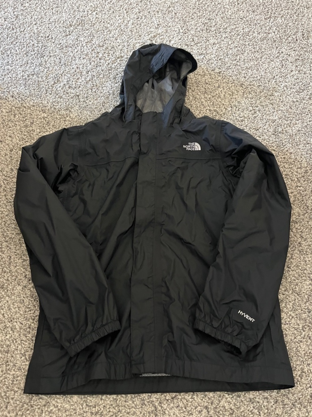 The North Face Black Waterproof Hooded Raincoat- Youth XL (18/20)